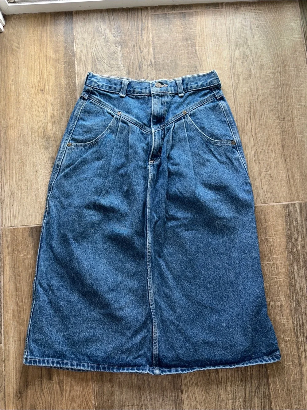 Zena Made In USA Vintage Blue Denim Midi Skirt